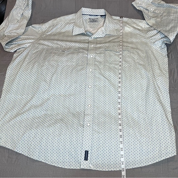 Rough Stock Mens 3XL Pearl Snap Shirt White Blue Green Printed Western Rodeo - Picture 9 of 12